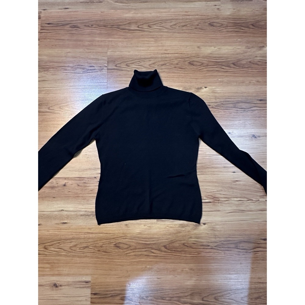 111 State Black Merino Wool Turtleneck Sweater Medium Y2K 90's